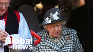 Queen attends church service in first appearance since Prince Harry, Meghan retire as working royals