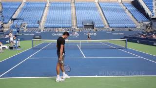 Milos Raonic / Stanislas Wawrinka Practice US Open 2014