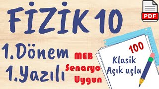 Fizik 10. Sınıf 1. Dönem 1. Yazılı Soruları Yazılıya hazırlık +PDF 2024 2025 açık uçlu / klasik