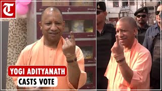 UP Chief Minister Yogi Adityanath casts his vote in Gorakhpur during last phase polls