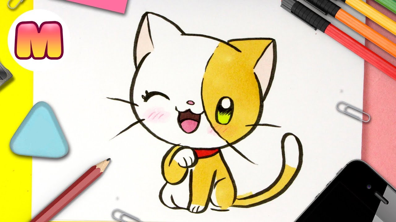 COMO DIBUJAR UN GATO KAWAII - Dibujos Kawaii Faciles - Aprender A ...