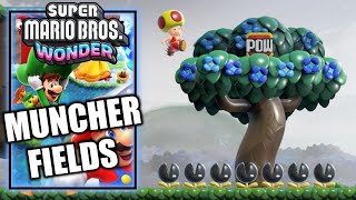 Super Mario Bros Wonder - Muncher Fields - 100% All Wonder Seeds, Flower Coins \u0026 Flag