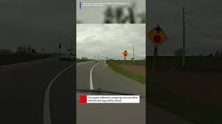 Dashcam video shows car jumping over vehicle during chase