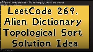 LeetCode 269. Alien Dictionary | HARD | Topological Sort