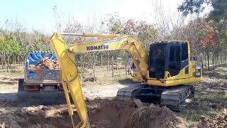 komatsu pc130-8 ยังใหม่กิ๊ก เปิดบ่อใหม่ ดั้มแรง น้องบูม แก้วสง่า ขับเอง excavator and truck EP.8071