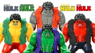 LEGO The Hulk vs Red Hulk vs Grey Hulk vs Yellow Hulk KnockOff Big Figures Marvel Superheroes