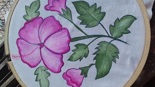 Hibiscus flower painting on cloth | Basic tutorial video #hibiscus #flowerpainting #drawing