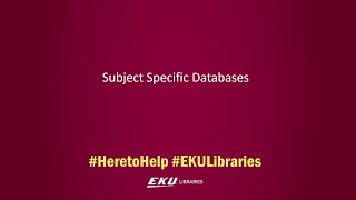 Subject Specific Databases