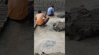 Awesome manual brick making process// Traditional claybrick manufacturing unit.