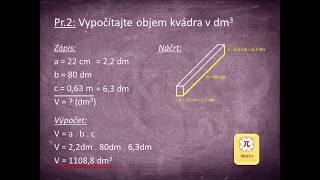 Objem kvádra. Riešené príklady. (Volume of a cuboid)