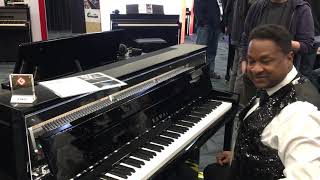 Kris Nicholson test drives a brand new Kawai hybrid Upright At Namm 2020