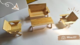 Cara Membuat Miniatur Kursi dan Meja dari Stik Es Krim | Kerajinan Stik Eskrim