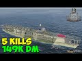 World of WarShips | Kaga | 5 KILLS | 149K Damage - Replay Gameplay 4K 60 fps