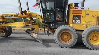 motor grader Komatsu GD655 operating Road construction [Ep013]