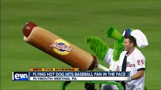 Fan struck by flying hot dog during baseball game