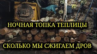 Ночная топка большой теплицы!Какой расход дров?