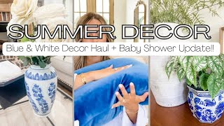SUMMER DECOR IDEAS | Blue & White Decor Haul + Baby Shower Update!!🤍