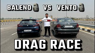 Baleno 2023 vs Vento 1.2 DRAG RACE! Bhar pad gaya teen ka dabba🔥#baleno2023 #vento #dragrace #tsi