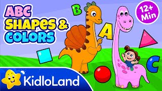 Learn ABC Colors Shapes with Dinosaur | Dino Songs for Children | KidloLand Nursery Rhymes Kids Song