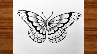 How to Draw a Beautiful Butterfly - Easy Butterfly drawing - Easy drawing ideas for beginners #art