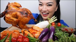 ROTISSERIE CHICKEN + KIMCHI + CRYSTAL ICE PLANT (ASMR EATING SOUNDS) LIGHT WHISPERS | SAS-ASMR