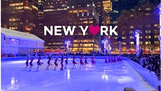 [4K]🇺🇸NYC Christmas Walk🎄Bryant Park Xmas Tree Lighting, Grand Central Terminal /Dinner at Angelina🥪