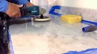 How to Removal  a scratch from marble Changing from120 to 220 Grit By Steve Aussem. Step 12