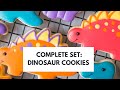 Complete Set: simple dinosaur cookies decorated with royal icing #cookies #royalicing #relaxingvideo