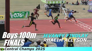 Boys 100m Finals | Rhaeim Allyson | Romario Finnigan | Taheem Thompson | Central Champs 2025