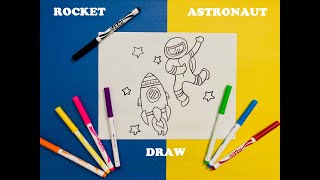 How to Draw An Astronaut 🧑‍🚀 with Rocket 🚀 in the Space 🌝 From Letters A and C