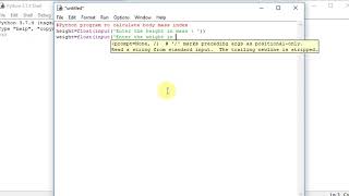 Python program to calculate body mass index