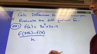Calculus Difference Quotient Examples Chapter 1 Notes