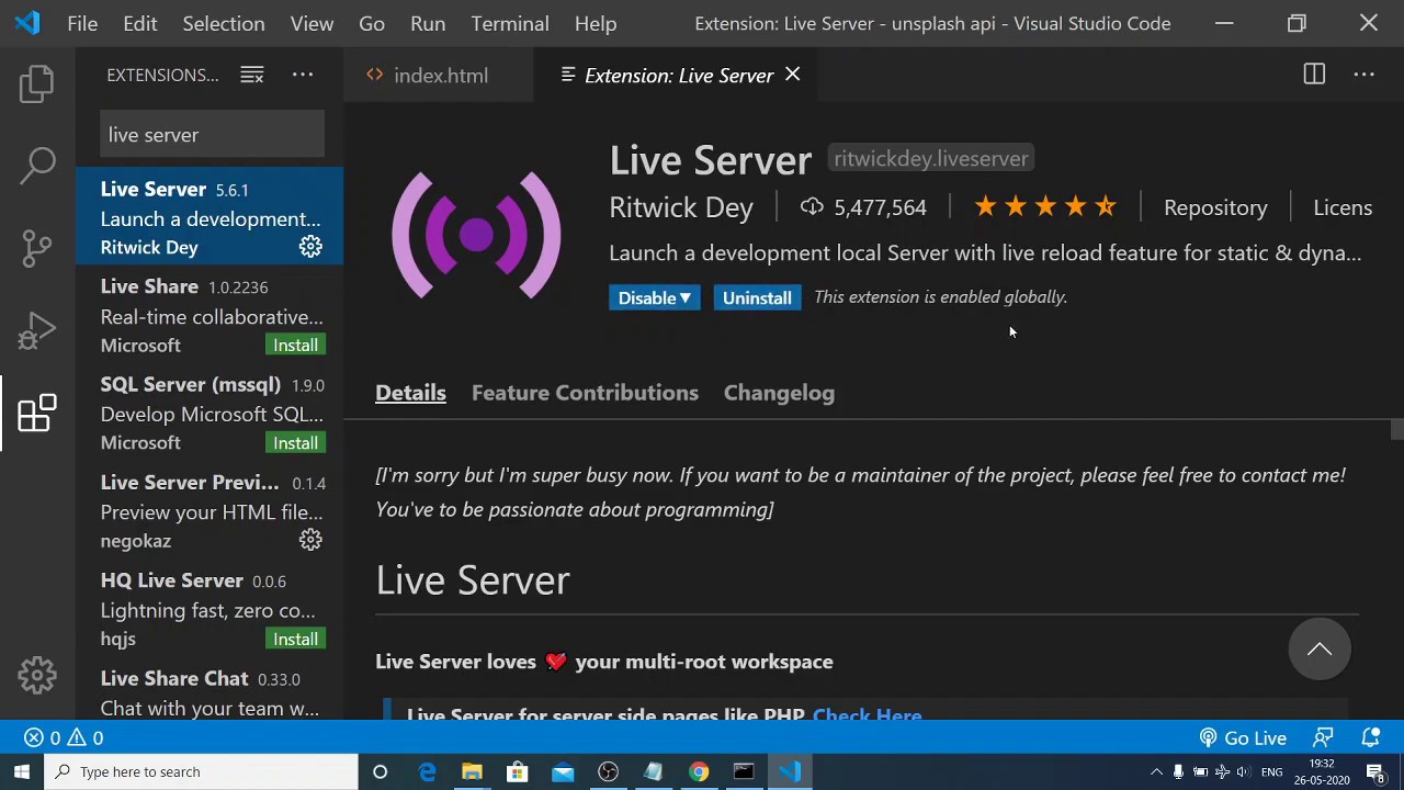 Extending lives. Visual Studio code Extension. Live Server. Live Server vs code. Live Server Visual Studio.