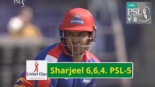 PSL-5 || Sharjeel 6,6 and 4  || 2020 || Cricket Clips