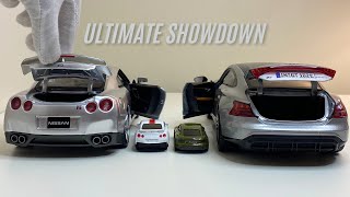 1/18 vs 1/64 Scaled showdown | Audi E-Tron GT \u0026 Nissan GTR R35 1/18 scale vs 1/64 scale | showdown