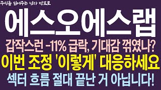 [에스오에스랩 주가전망] 갑작스런 -11% 급락, 기대감 꺾였나??? 이번 조정 '이렇게' 대응하세요 !! 섹터 흐름 절대 끝난 거 아닙니다! #에스오에스랩