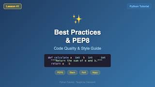 Python Best Practices - PEP8 Style Guide, Black, Ruff & Mypy Tutorial #41