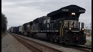 NS Train 165 With NS Leader 3656 At Harrisburg NC On The NS Charlotte Mainline. 3-13-2021