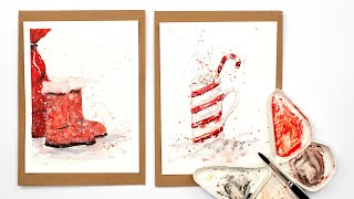 Watercolor holiday cards for beginners - part 2