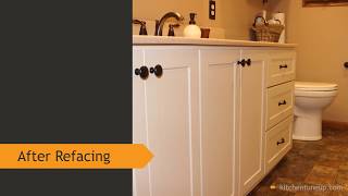 Is your bathroom looking dated? Cabinet refacing by Kitchen Tune-Up