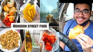 Eating Monsoon Street food for 24 hours food challenge | Mumbai monsoon street food 🌧