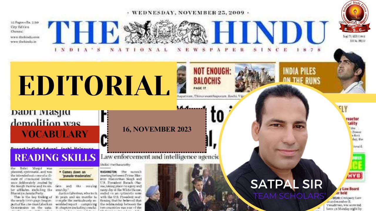 The Hindu Editorial Analysis | 16, Nov,2023 I Editorial Vocab, Reading ...