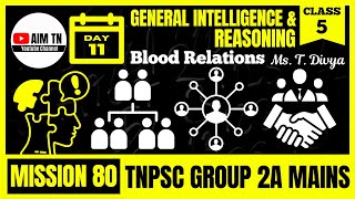 🧠 General Intelligence \u0026 Reasoning - 5 | 👯‍♀️ Blood Relations | Ms. T. Divya | Mission 80