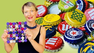 Fantastic idea to recycle bottle caps and scraps of fabric