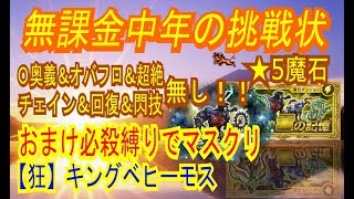 【FFRK】#267【★5魔石】おまけ必殺縛りマスクリ。狂キングベヒーモス〈無課金中年の挑戦状〉