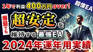 1年で利益400万円over！！爆益でも超安定を維持する最強EA〜2024年運用実績〜（億超EA）