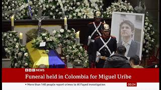 Miguel Uribe funeral after assassination (1986 - 2025) (Colombia) - UK News - 14/Aug/2025