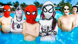 TEAM SPIDER MAN vs NEW BAD HERO || SPECIAL LIVE ACTION STORY - ONE DAY of KID SPIDER MAN