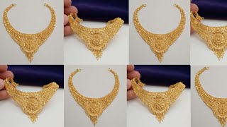 New hallmark Gold Necklace Designs 2023 with weight \u0026 price // latest gold Har designs