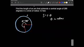 Find length of arc that subtends a given central angle in a circle with given radius